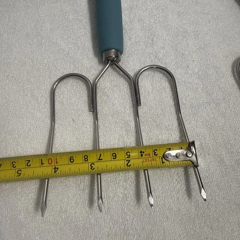 Paula Deen S.S. Meat /Turkey Lifters with Soft Pacific Blue Foam Grip Handles